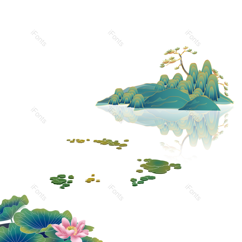 中国风图片,荷花元素,夏天PNG,插画免抠素材